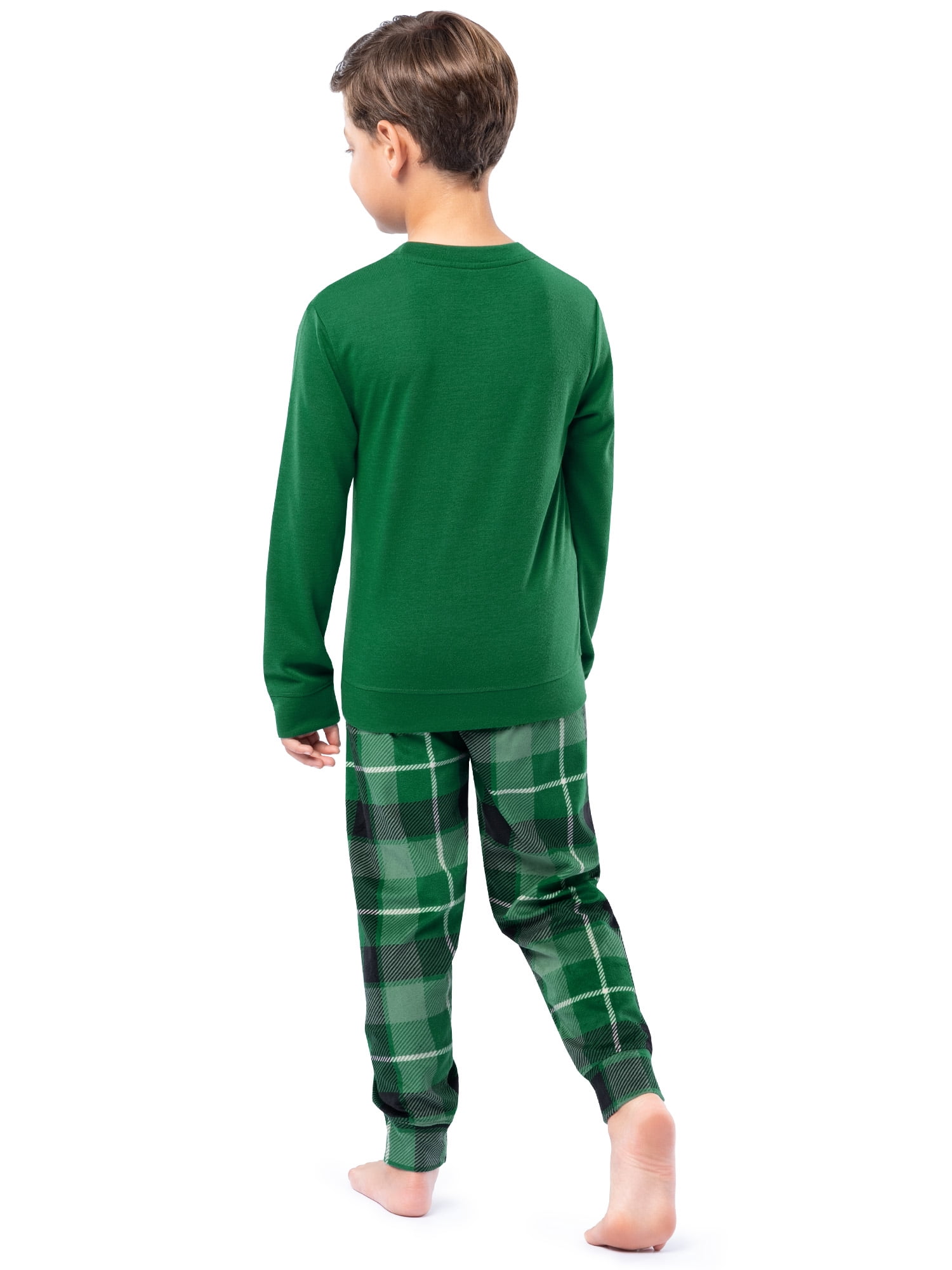 Fruit of the Loom Boy's Sleep Long Sleeve Top & Velour Fleece Jogger Pajama Set, 2-Piece, Sizes 4-16