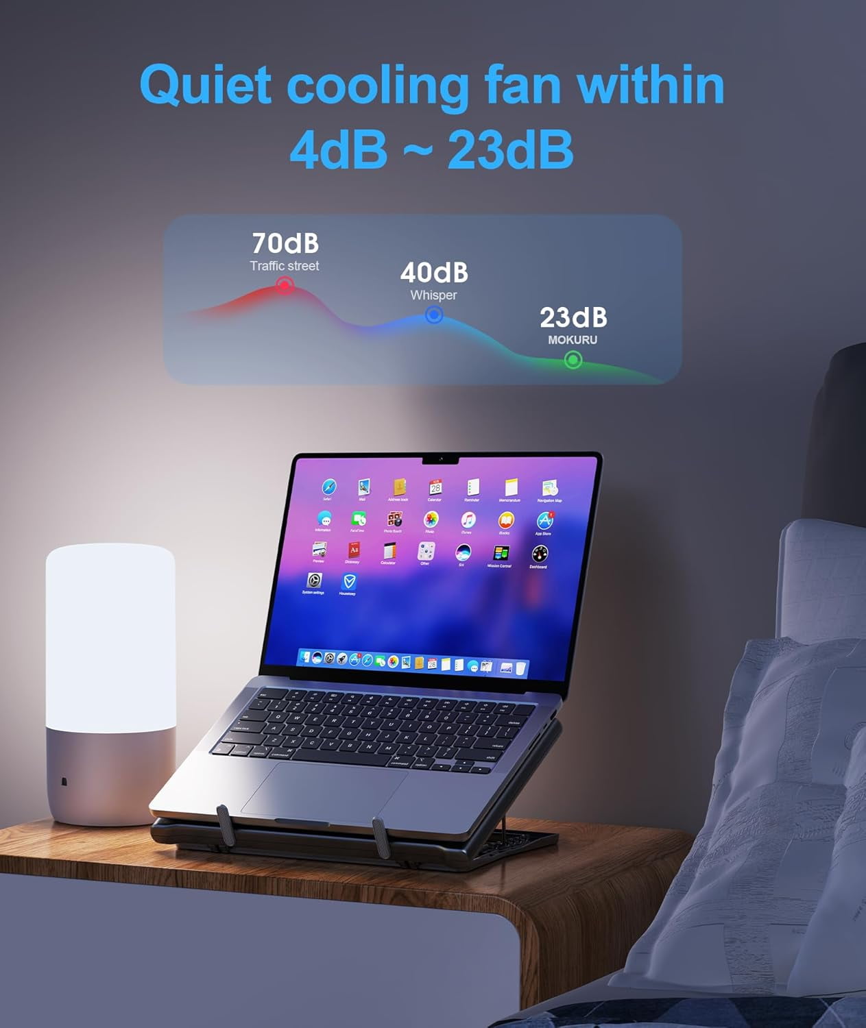 Laptop Cooling Pad Stand, Cooler with 2 Silent Fans for 10-15.6 Inch Laptops,6 Levels of Height Adjustable Wind Speed USB Ports (Black)