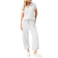 thumbnail image 2 of gbyLJF Women's 2 Piece Outfits Dressy Work Suit Set Loungewear Loose Fit Tracksuit Trendy Summer Casual Set, 2 of 7