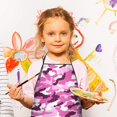 thumbnail image 2 of Purple Pink Camo Classic Shapes Pattern Kids Aprons for Girls and Boys,Adjustable Neck Strap Toddler Aprons for Kids Cooking Baking, 2 of 6
