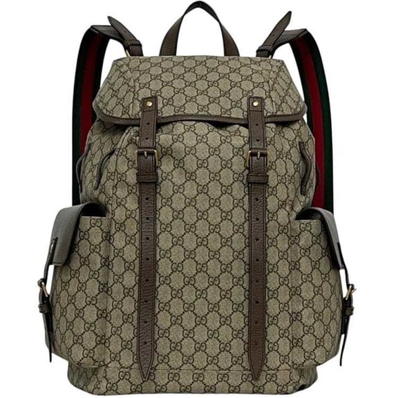 Pre-Owned Gucci Backpack ec-24860 Beige Brown GG Supreme Sherry 460029 PVC Leather... (Good)