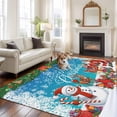 thumbnail image 2 of Blue Christmas Area Rugs 8'x10', Washable Small Throw Rugs for Living Room Patio, Winter Snowman Xmas Santa Snowflake Indoor Outdoor Rug Non-Slip Low Pile Carpet Runner Reversible Floor Mats, 2 of 8
