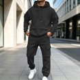 thumbnail image 2 of COMVALUE Mens Cargo Tracksuit 2 Piece Hooded Outfit Loose Fit Hoodie and Jogger Pants with Multi Side Pockets for Casual Daily Wear, 2 of 9