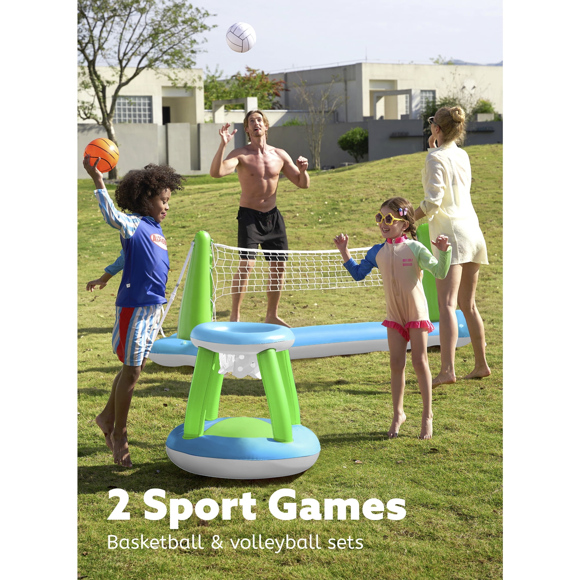 Joyfy Pool Toys with Pool Volleyball & Pool Basketball Hoop, Summer Pool Game for Kids and Pool Floats for Adults