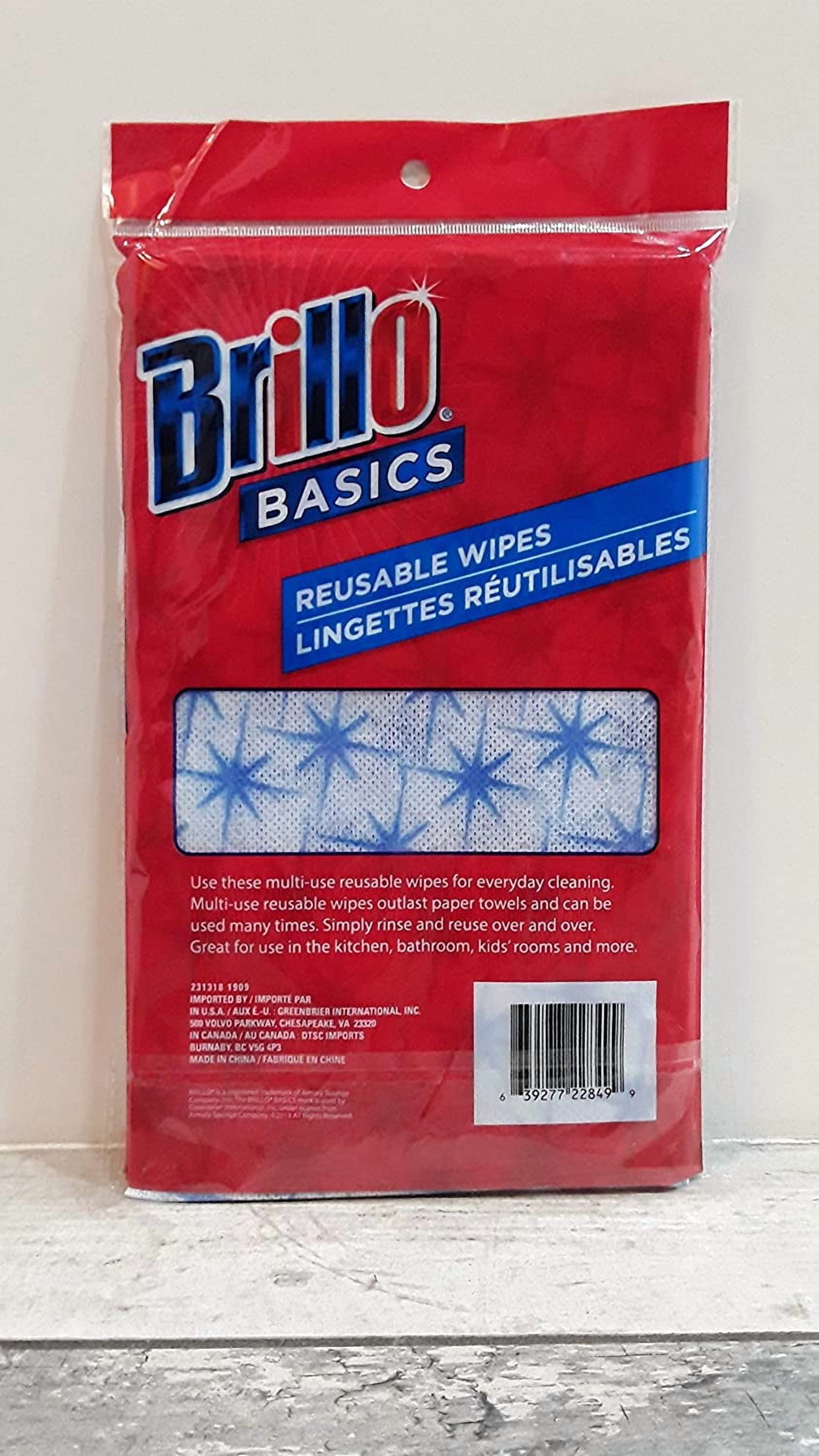 Brillo Basics Multi-Use Reusable Wipes for Everyday Cleaning Washable 9-Count Pack Lot of 2