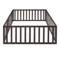 thumbnail image 3 of CITYLE Full Size Floor Bed with Rails for Toddlers Kids, Floor Montessori Bed with Fence and Door, Boys and Girls, Espresso(No Slats), 3 of 8