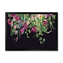 Designart 'Floral Tropical Leaves On Black Background' Farmhouse Framed Art Print