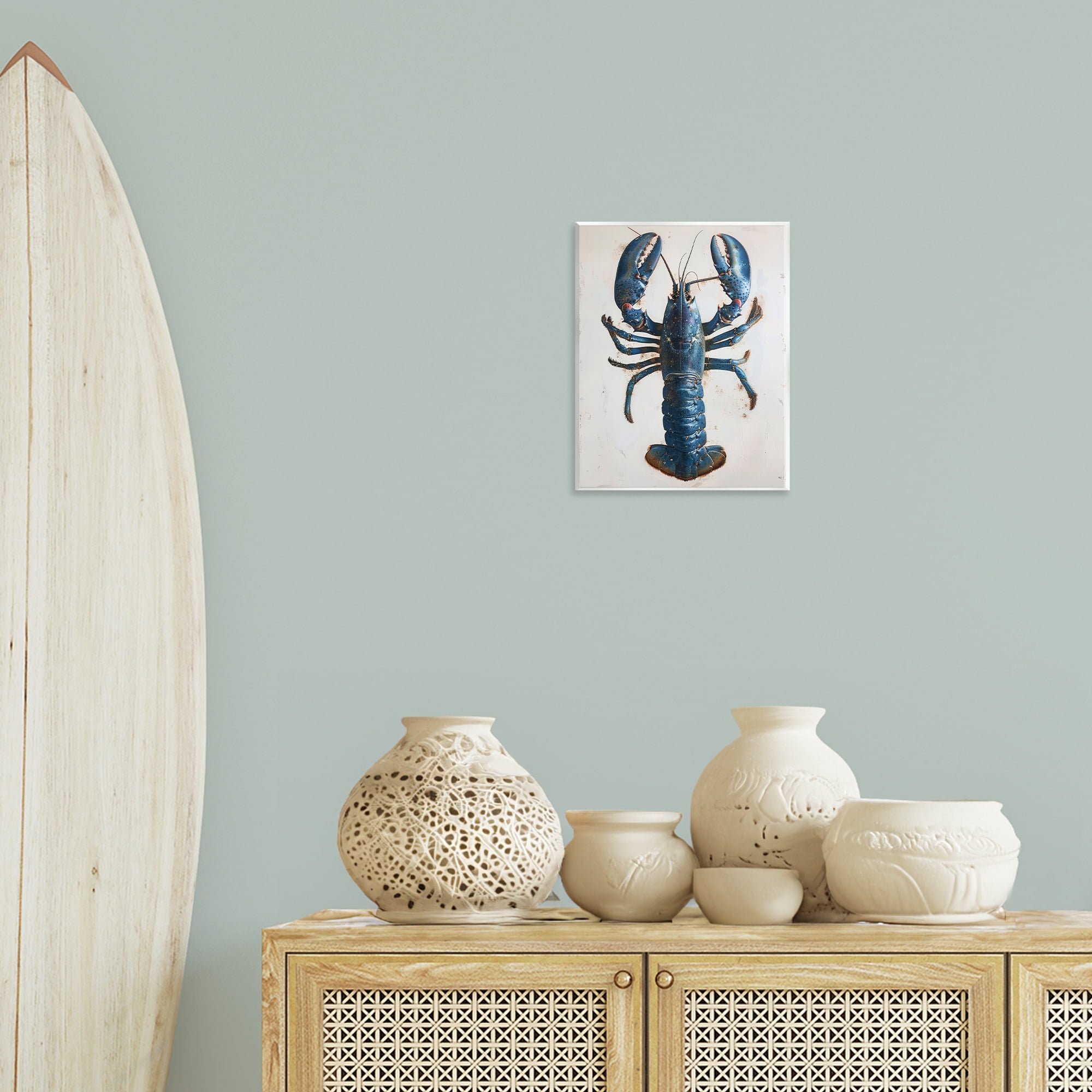 Stupell Industries Cyan Crustacean Lobster Animals Painting Unframed Art Print Wall Art, 11 x 14