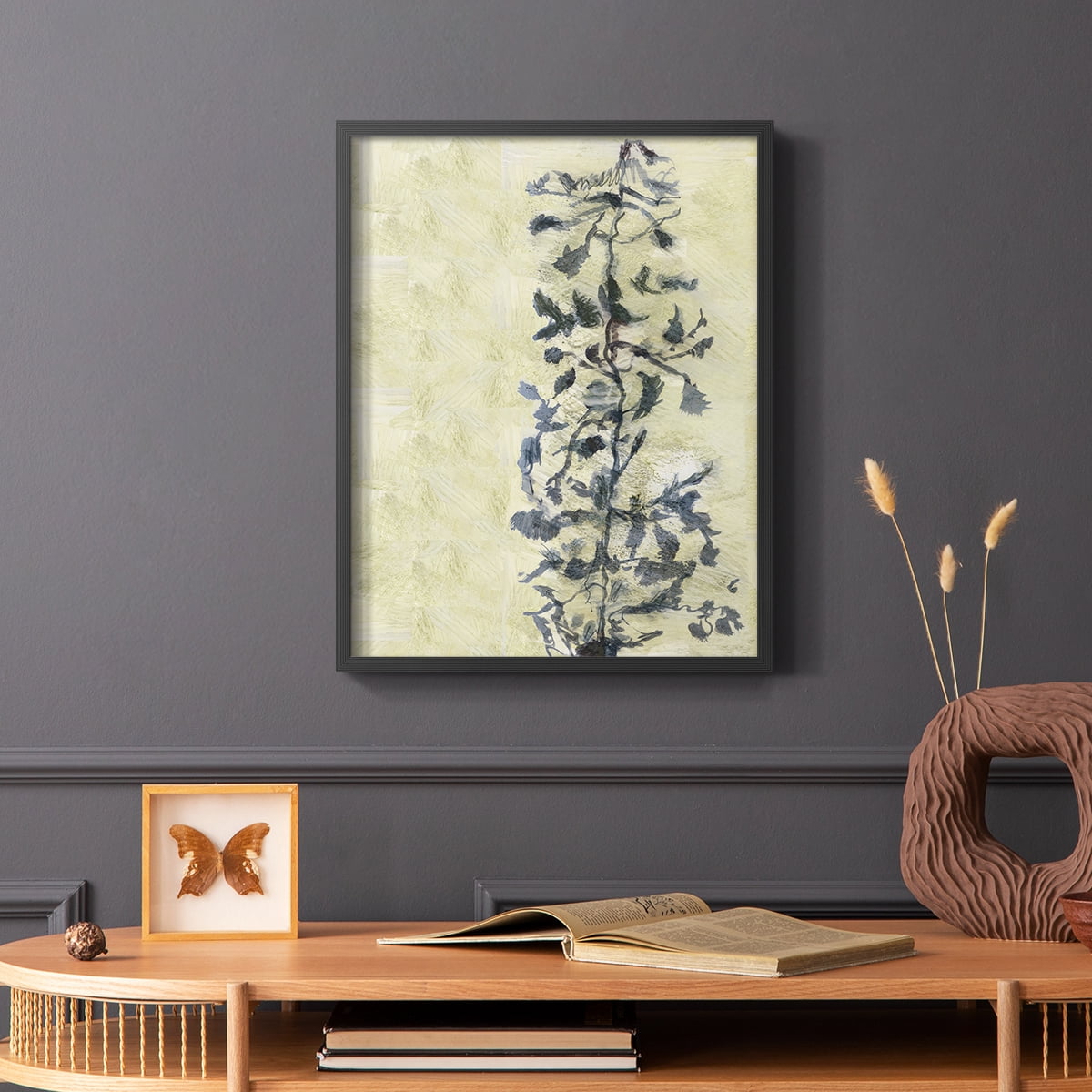 Chinoiserie 2 Tan I Framed Print in Black Solid Wood Framed Print No Nail Hanging