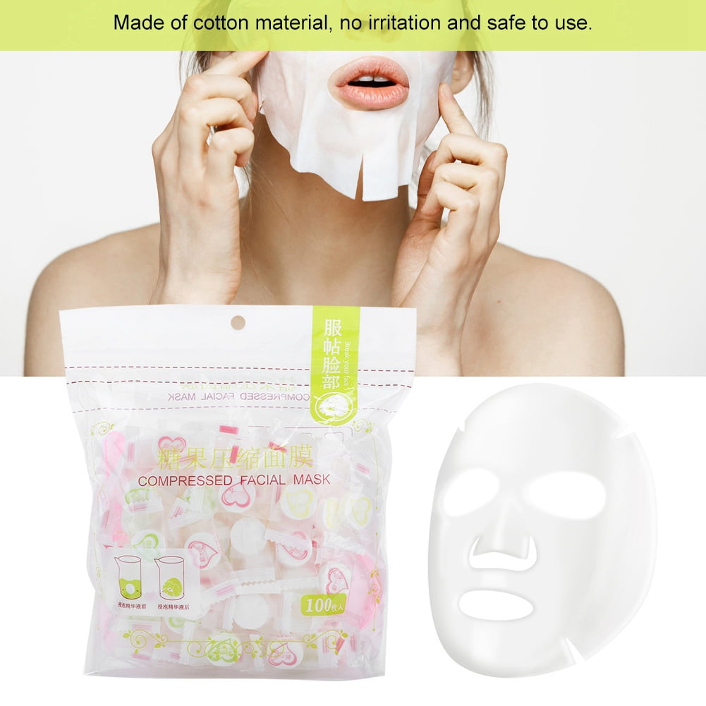 Sonew 100pcs Cotton Fabric Compressed Facial Face Mask Paper DIY Skin ...