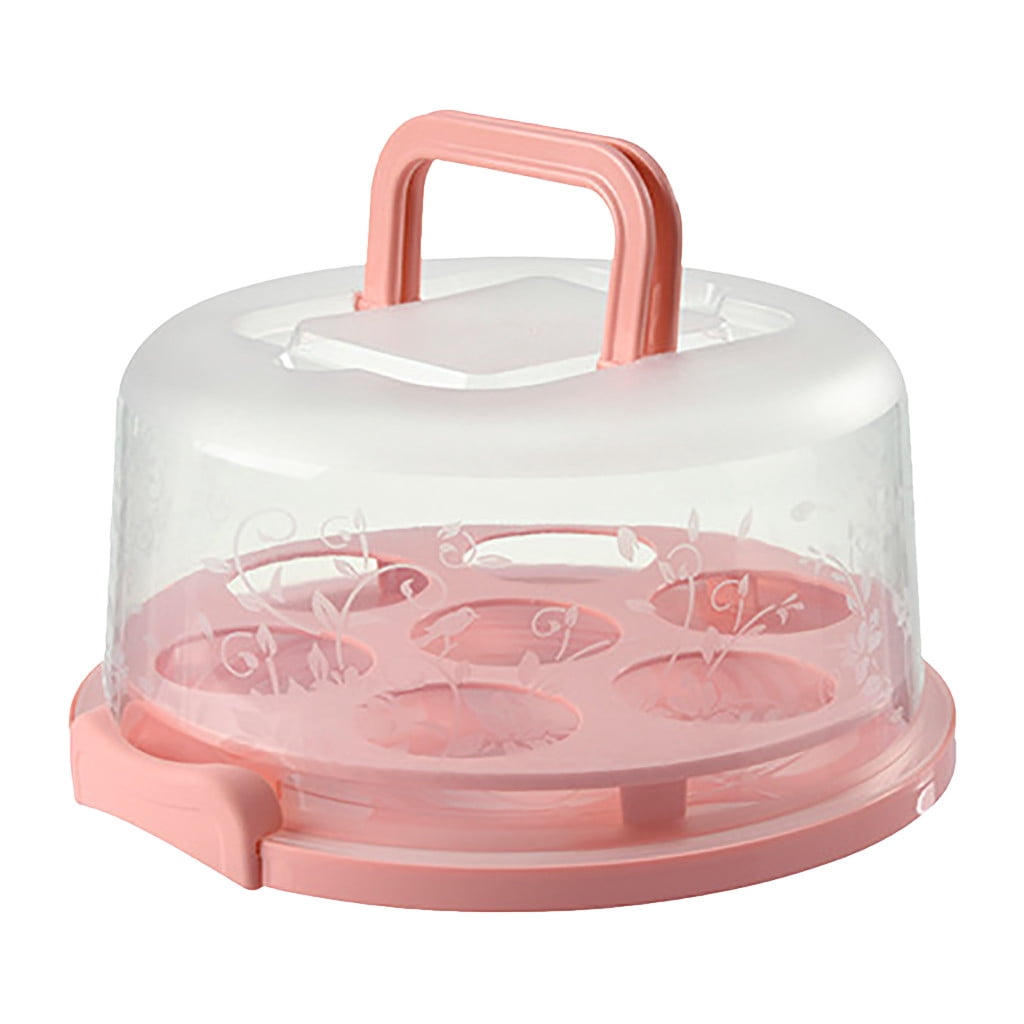 Werulen 2Pcs Portable Transparent Cake Carrier Box, Airtight Sealed Lid Anti-Odor Fresh Food Storage, Bento Snack Container for Picnic Party Travel, Reusable Plastic Dessert Keeper