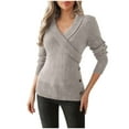 thumbnail image 6 of YueHuiYing Womens Long Sleeve Tunic Top V Neck Button Shirts Dressy Casual Business Elegant Knit Top, 6 of 9