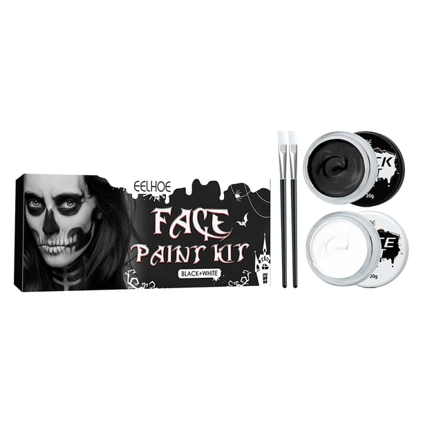 Halloween Cosplay Cara Pintura Corporal Sfx Maquillaje Pintura Facial Efectos Especiales Kit De Maquillaje Halloween Cosplay Cara Pintura Corporal SFX Maquillaje Negro + Blanco ANGGREK Descripción de la referencia