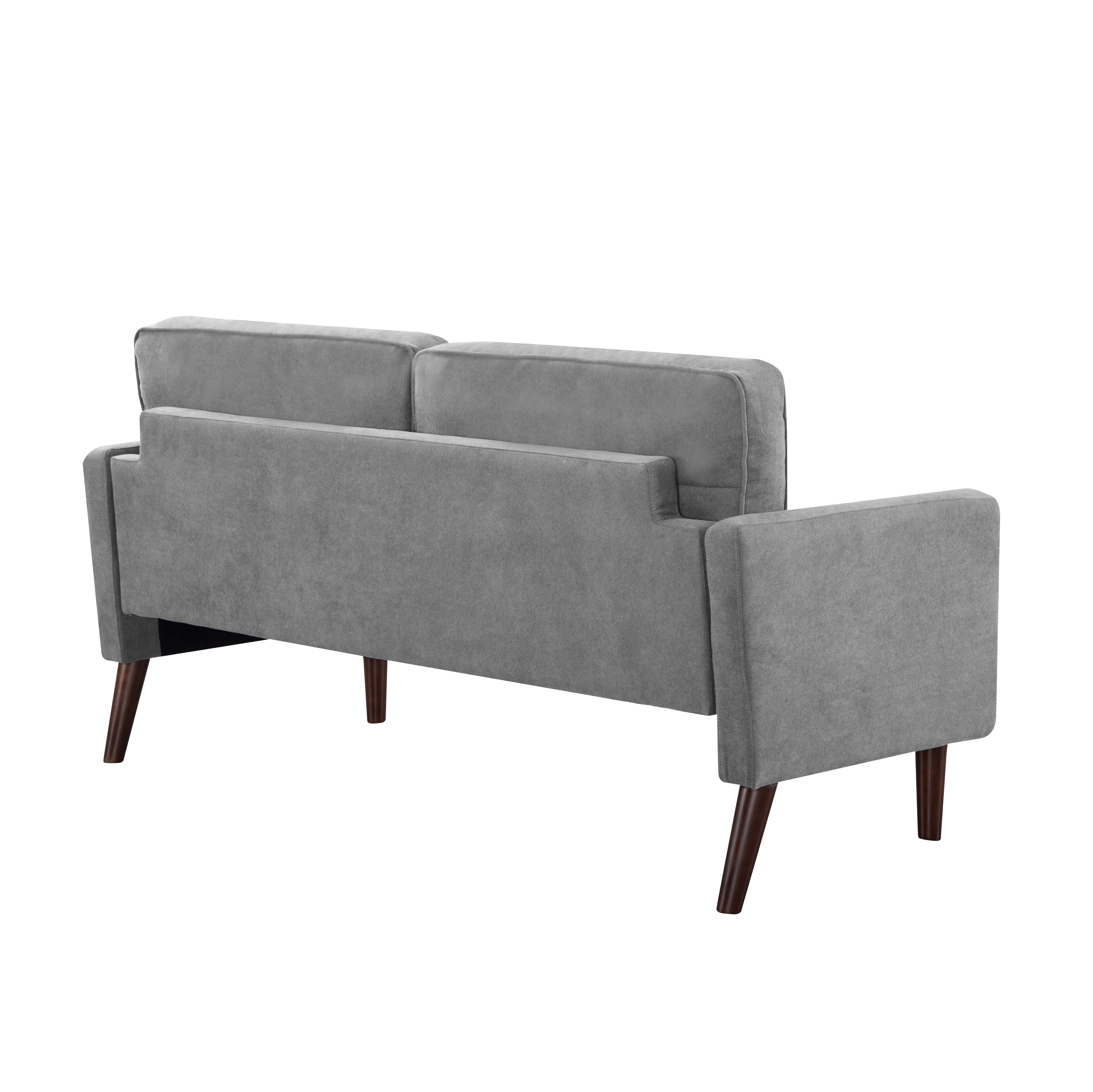 Gewnee 65" Modern Loveseat Couch, Upholstered Sofa with Removable Back Cushion and 2 Bolster Pillows, Contemporary Loveseat for Living Room, Home Office, Bedroom(Light Grey)