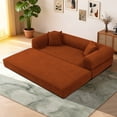 thumbnail image 4 of 4-in-1 Folding Convertible Sofa Bed, 80 Inch Corduroy Upholstered Boneless Couch, Loveseat Sleeper with Pull Out Bed, Floor Sofa Modular Futon Teddy Sofa for Living Room Bedroom Lounge, Orange, 4 of 14
