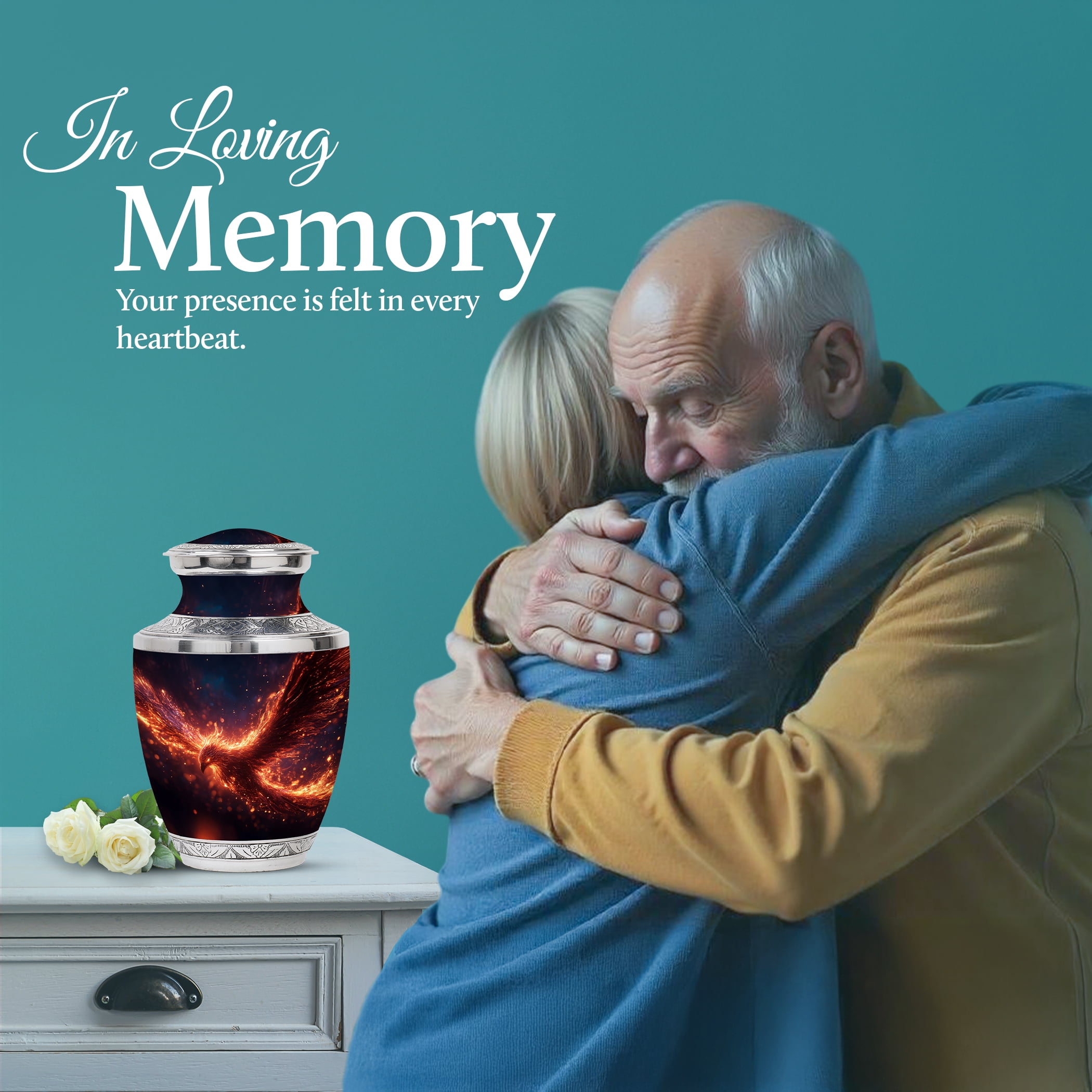SABURIAL Phoenix Urn - Unique Handcrafted Burial Urns for Human Ashes - Beautiful Mini Cremation Urn for Adult Female Ash - Decorative Funeral Urns - Comb - 10 Inch Large & 3 Inch
