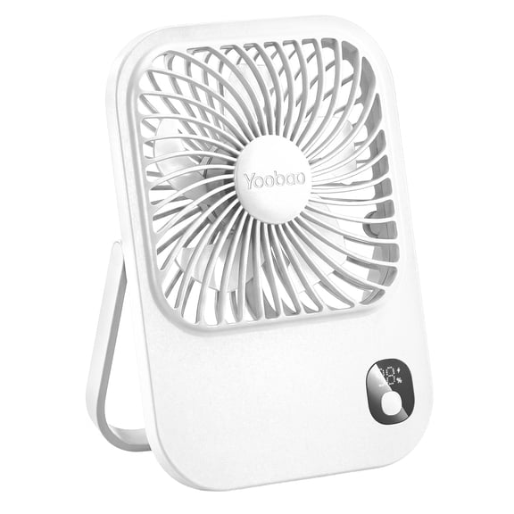 Yoobao 10000mAh Portable Fan, Rechargeable Desk Fan with LED Display, 3-Speed Quiet Cooling for Office & Travel