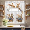thumbnail image 3 of Easter Basket Bunny Swag Curtains Valance & Tier Set, Watercolor Blue Yellow Purple Floral Leaf Plant 3 Pcs Set Kitchen Swag Valances and Tiers 36 Inch Length Rod Pocket Curtain Drapes for Bedroom, 3 of 9