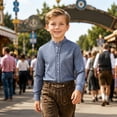 thumbnail image 2 of JAJAHO Boys Button Down Shirt Long Sleeve Plaid Dress Shirts With Pocket Stand Collar Regular Fit Blouses Formal Wear For Kids 2-14Y Stylish Tops, 2 of 4