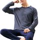 thumbnail image 1 of Conjunto de pijamas para hombre, fibra de leche, manga larga, transpirable, cómodo, ropa de dormir a rayas para hombre B1 XXL, 1 of 8