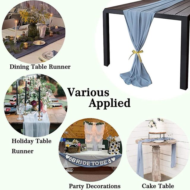Camino de mesa de gasa Sheer Table Linens 28x120 pulgadas Cubierta de mesa de gasa para boda Fiesta de despedida de soltera Decoración de mesa Azul grisáceo 1pc ZefeiWu 1327533495509
