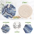 thumbnail image 4 of Haosy Set of 6 Drink Woven Coaster with Holder Heat Resistant Non-Slip Bar Coasters 4 Inches Blue Black White Marble, 4 of 7