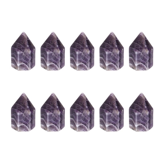 Uxcell 5Pcs Crystals Wands, Amethyst Natural Hexagonal Crystal for Chakra Meditation Wire Wrapping Home Decor Bulk Rough Stone Collection, 15 x 25mm