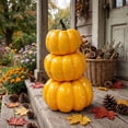 thumbnail image 6 of Fall Pumpkin Stack Decor, 3 Tier Resin Look Plastic Pumpkin Ornament, Tabletop Decor for Mantel Tiered Tray, 6 of 6