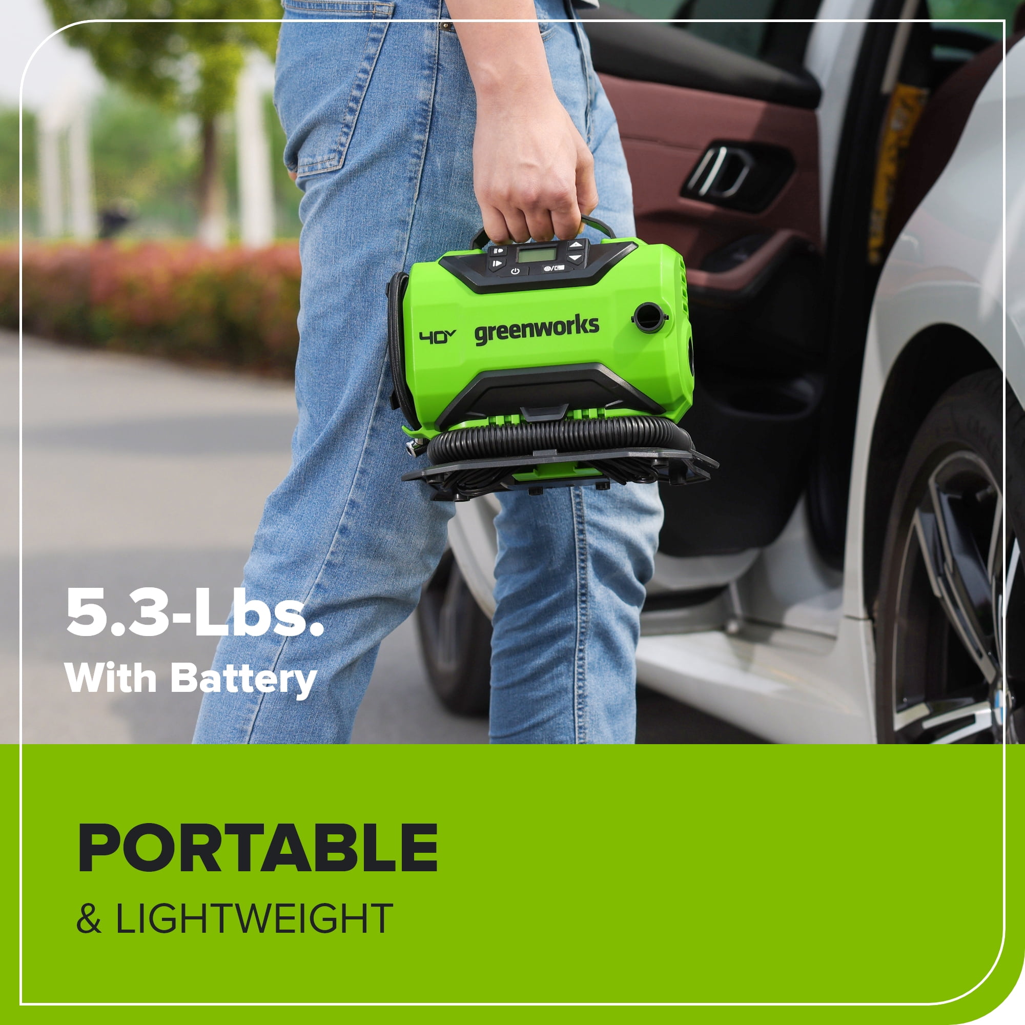 Greenworks 40V Cordless Tire Inflator, 160 PSI Portable Air Compressor, Tool Only