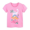 thumbnail image 2 of Frwgonr Girls Short Sleeve T-Shirts Kids Summer Crewneck Short Sleeve Fashion Casual School Tops Tees Pink, Size 2-8 Years, 2 of 5
