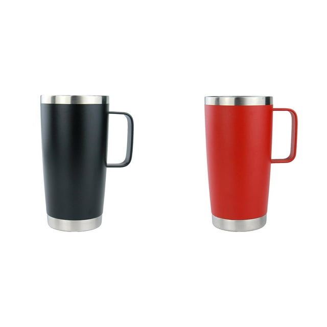 (Lot de 2) Rinsvye Tasse de Voiture 20Oz avec Poignée, Tasses Incassables, Tasse de Voiture Givrée, Tasse en Acier Inoxydable, Tasse à Café de Voyage Isolée avec Poignée, Gobelet à Café à Double Paroi en Acier Inoxydable sous Vide, Tasse Thermique pour Café
