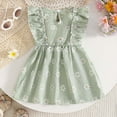 thumbnail image 3 of CAICJ98 Toddler Girls Ruffle Dress Floral Print Bow Knot Flowy Summer Beach Dress Clothes for Toddler Girls (Green,18-24 Months), 3 of 3