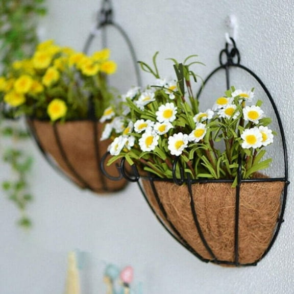 Limei 2PCS Half Round Replacement Coco Liner for Hanging Basket Wall Flower Basket, 12 inch , Half Circle Wall Planter Coconut Fiber Plant Basket Liner for Garden Planter Flower Pot (14 inch)