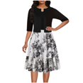 thumbnail image 1 of Vestido de Manga Corta para las Mujeres Cuello de Tripulación Casual Primavera Y Verano de Uso Diario, Diseño de Empalme Halagador con Tela Estirable Confort, 1 of 7