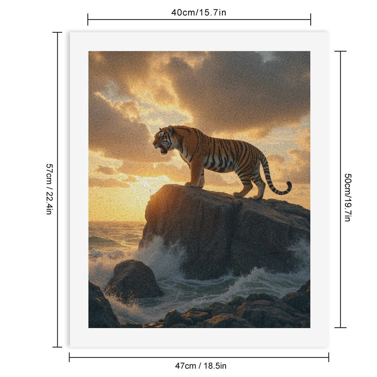 Paint By Numbers Kit for Adults Beginner - DIY Tiger Sunset Ocean Rocks Majesty Canvas Painting Kits for Adults, Frameless Paint By Number for Adults for Home Wall Decor 16x20 Inch
