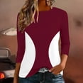 thumbnail image 5 of Ounisa Womens 3/4 Sleeve T Shirts Crew Neck All Over Print Casual Soft Comfy Loose Fit Spring Summer Daily Wear Basic Tops S-2XL, 5 of 6
