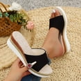 thumbnail image 4 of Platform Espadrilles for Women Peep Toe Wedge Sandals Slip on Summer Slides Nonslip Beach Dress Shoes Black Size 8, 4 of 7