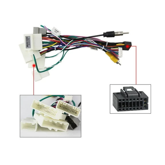 16Pin Car Radio Stereo Power Harness Cable for Nissan Teana/X-Trail/Sylphy/Tiida 4.3'' w/OEM CAM