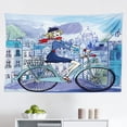 thumbnail image 1 of Vintage Tapestry, Retro Style Bike Grunge Background Classic Wheels Chopper Rider Illustration, Fabric Wall Hanging Decor for Bedroom Living Room Dorm, 2 Sizes, Slate Blue Tan, by Ambesonne, 1 of 1