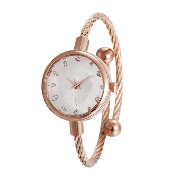 Gnwei Women's Cuff Watch - Women Analog Quartz Watch Bling Rose Gold Watches with Glitter Diamonds Bracelet Waterproof Quartz Wristwatch for Female Student