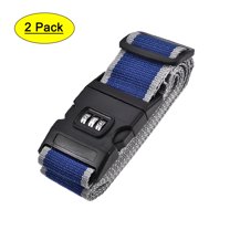 Uxcell Luggage Straps Suitcase Belts with Buckle, Combination Lock Adjustable Travel Packing Accessories, Blue Gray 2Pcs