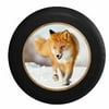 Snarling Red Fox in the Snow Hunting Golden Eyes Jeep RV Camper Spare Tire Cover Black 31 in