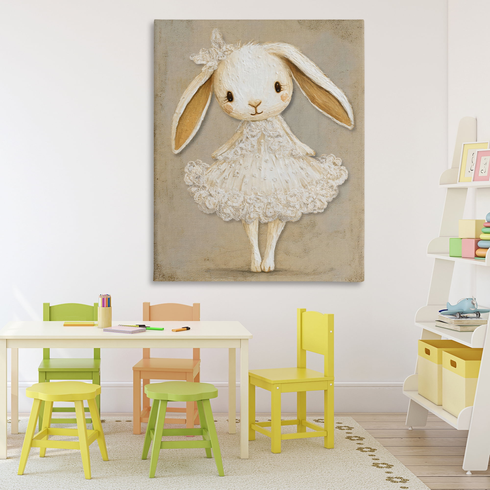 Stupell Industries Ballerina Bunny in Lace Dress Canvas Wall Art, design by Ink Drop Loft