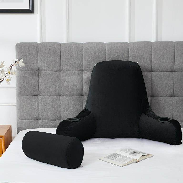 Backrest pillow with arms and cup holder deals