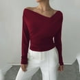 thumbnail image 6 of ShiShine Women's One Off Shoulder Long Sleeve Tops Going Out Shirts Slim Fit Tee Blouse, 6 of 6