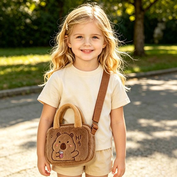 CAIXIA Crossbody Bags For Women Kids Cute Cartoon Arm Crossbody Messenger Bag, Adorable Front Zip Pocket Easy Carry Handle Daily Shoulder Purse