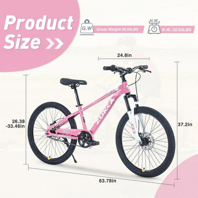 24 inch Mountain Bike for Boys and Girls Age 9 12 Years Pink Walmart