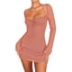 thumbnail image 1 of Sunloudy Mini vestido ajustado con cuello halter para mujer, vestido de club de color sólido con busto fruncido de manga larga Sunloudy Elegante ,S M L, 1 of 9