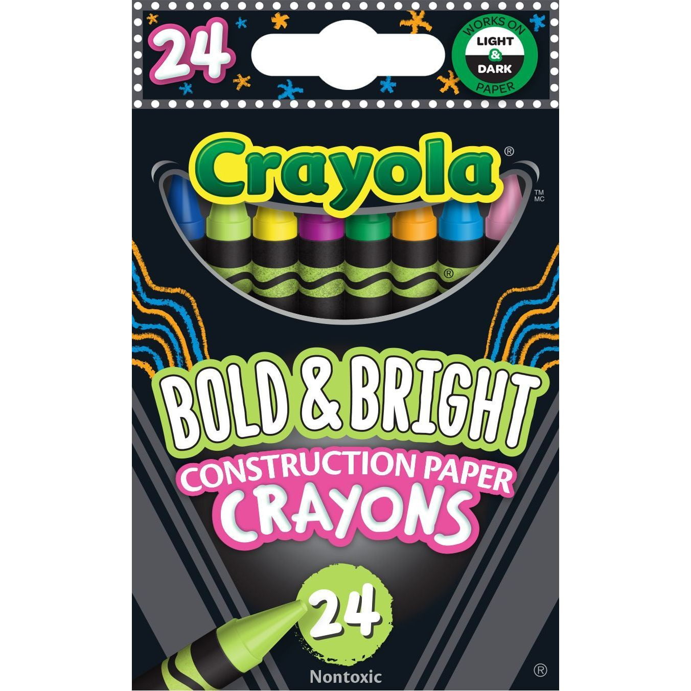Crayola Construction Paper Crayons, School & Art Supplies, 24 Count, Assorted Colors