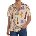 thumbnail image 1 of Honeii Dogs In Different Poses for Men's Short-Sleeved Button-Up Collared Shirt Featuring A Pocket, Perfect for Beach Vacations, And Travel Adventures-Medium, 1 of 5
